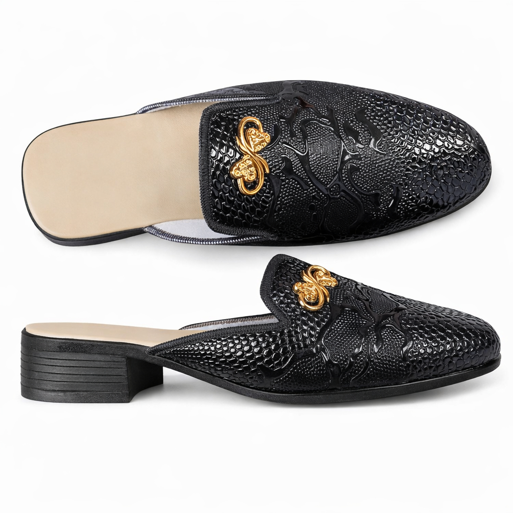 Midnight Python Gold Emblem Half Shoe